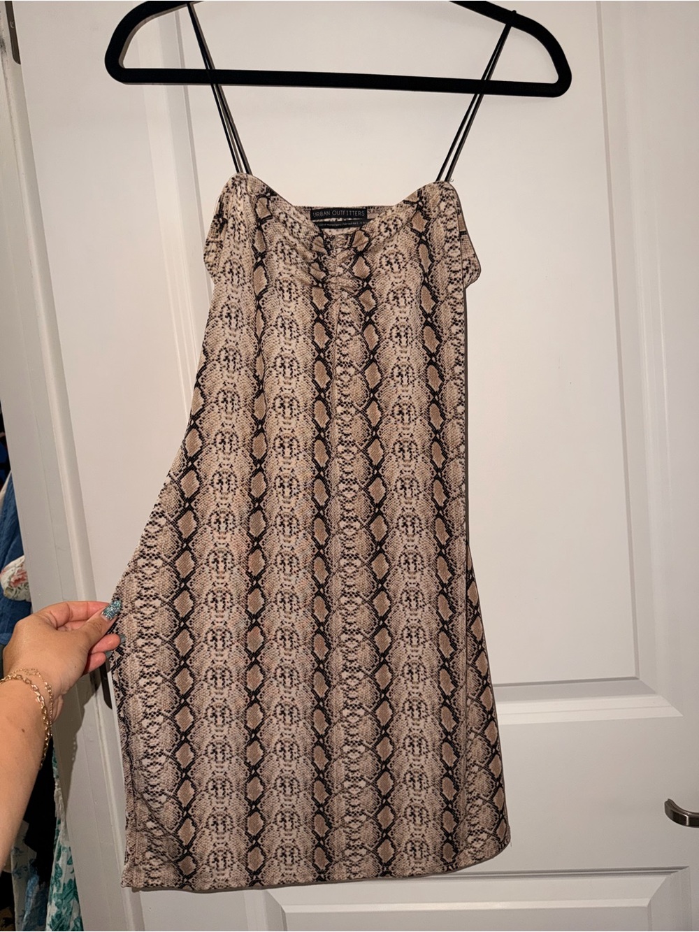 Urban Outfitters Snake Print Slip Dress in Beige and Black